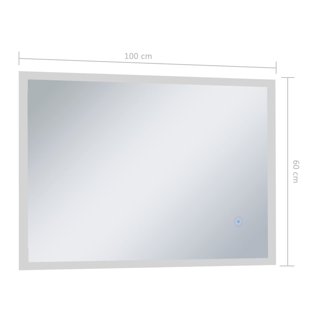 Sieninis vonios kambario veidrodis su LED ir jutikliu, 100x60cm