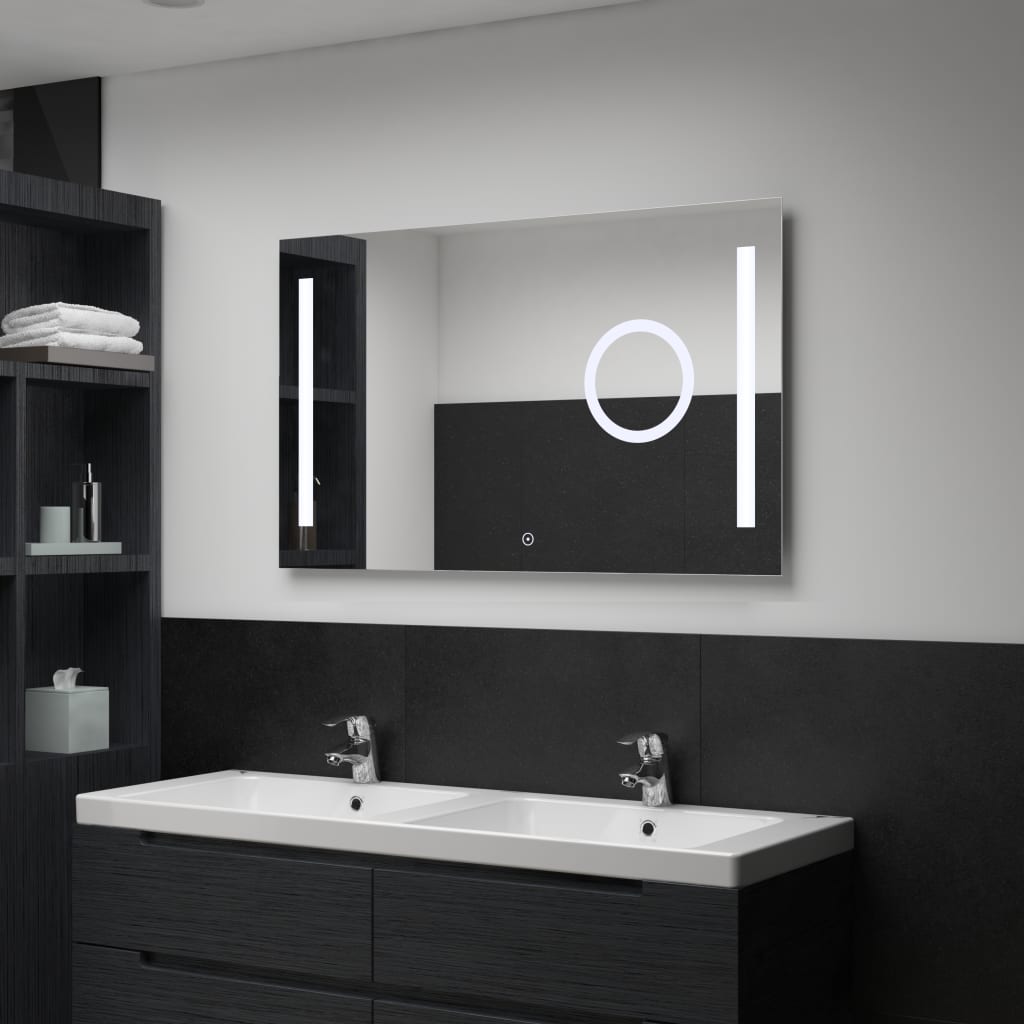 Sieninis vonios kambario veidrodis su LED ir jutikliu, 100x60cm
