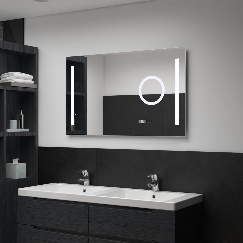 Sieninis vonios kambario veidrodis su LED, 100x60cm