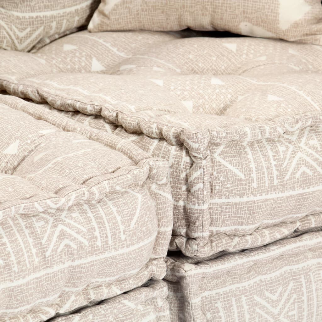 Trivietė sofa-lova, smėlio sp., audinys, modulinė
