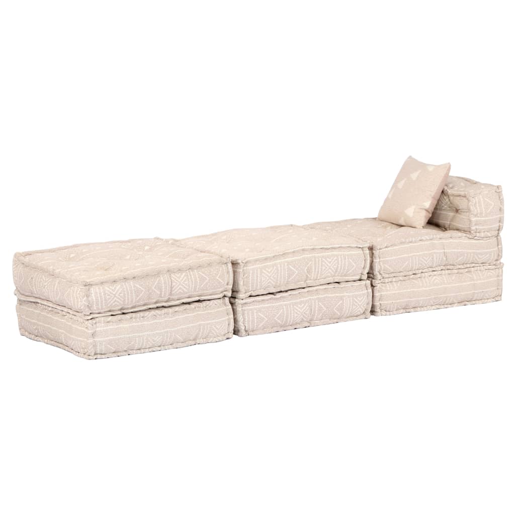 Trivietė sofa-lova, smėlio sp., audinys, modulinė