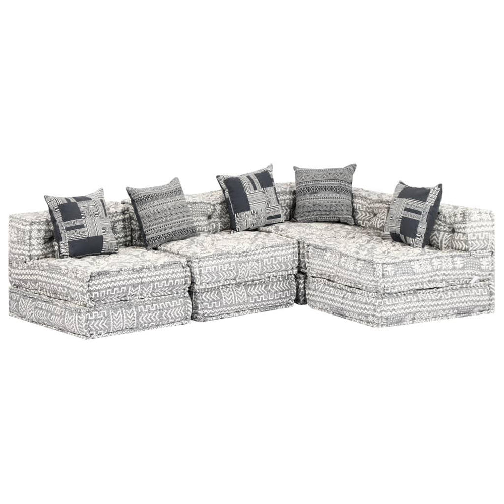 Keturvietė modulinė sofa-lova, pilkos spalvos, audinys