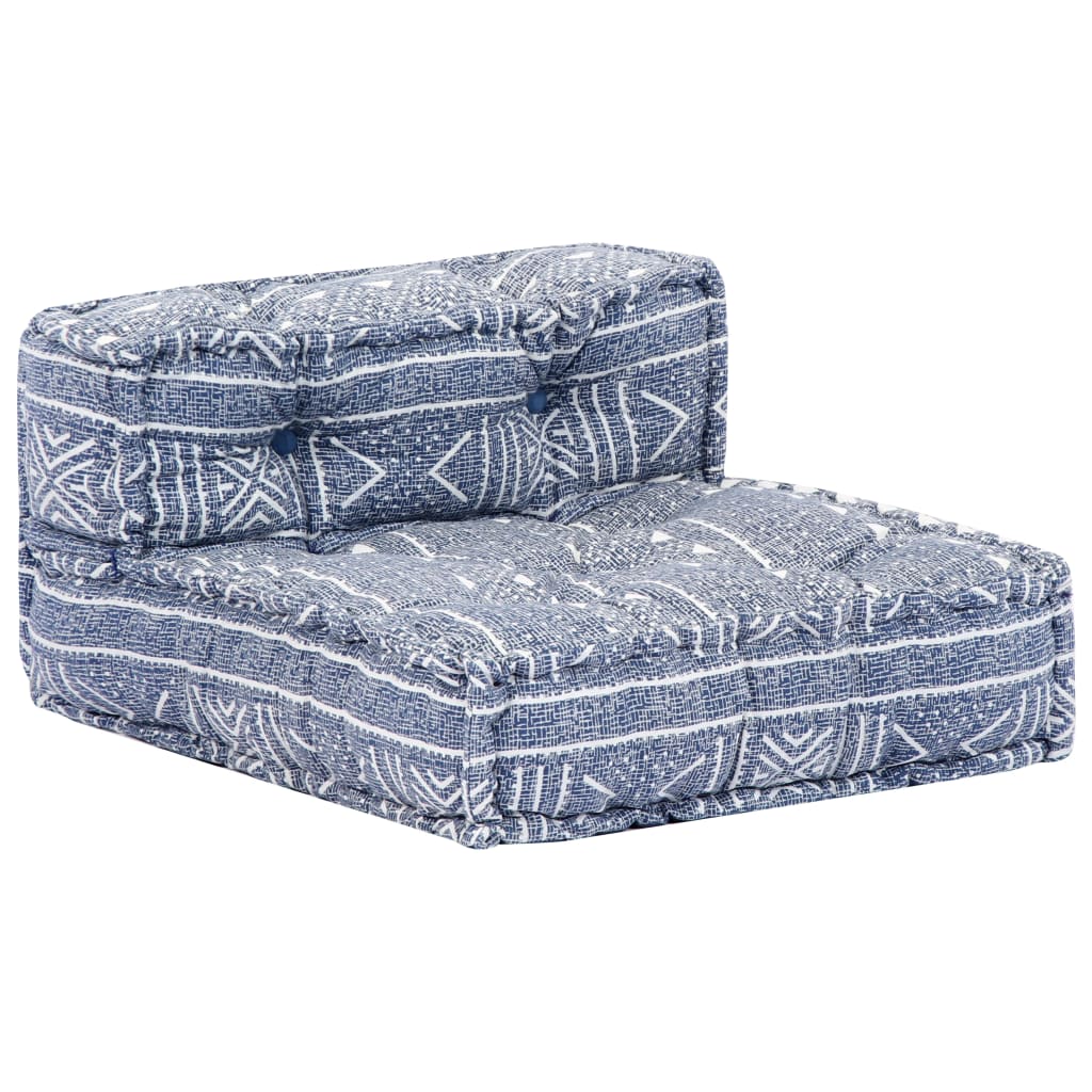 Trivietė modulinė sofa-lova, mėlynos spalvos, audinys