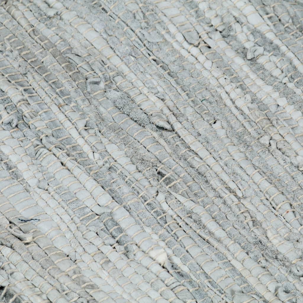 Chindi kilimėlis, pilkas ir juodas, 190x280cm, oda, rankų darbo