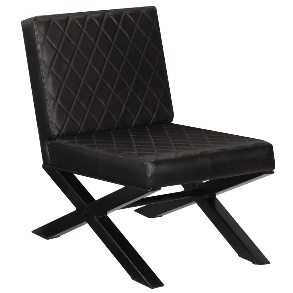 Sofa-kėdė, juodos spalvos, tikra oda