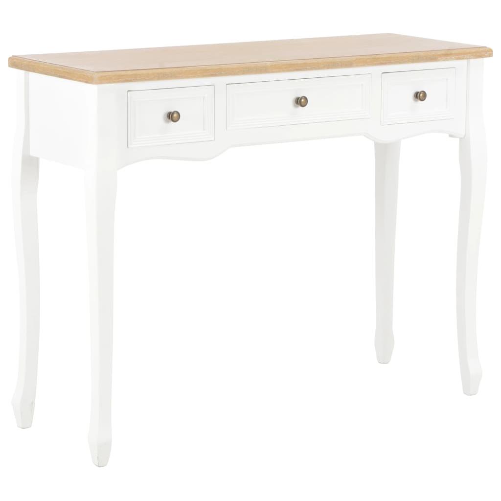 Kosmetinis konsolinis staliukas su 3 stalčiais, baltas