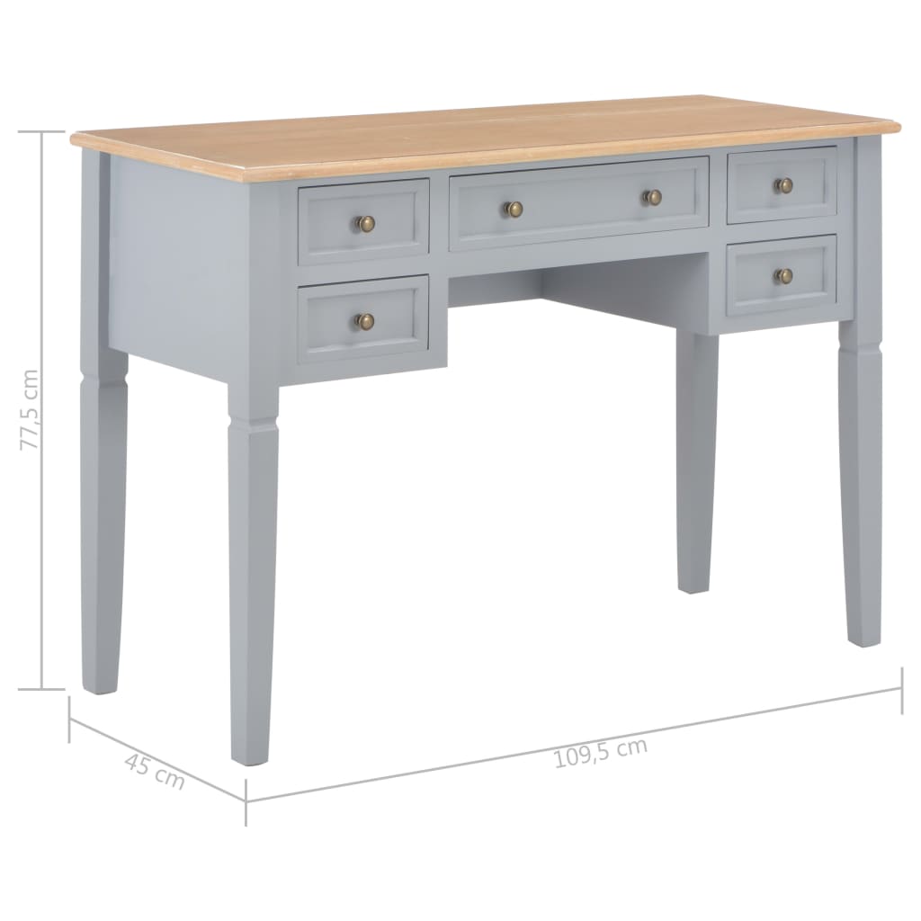Rašomasis stalas, pilkos spalvos, 109,5x45x77,5cm, mediena