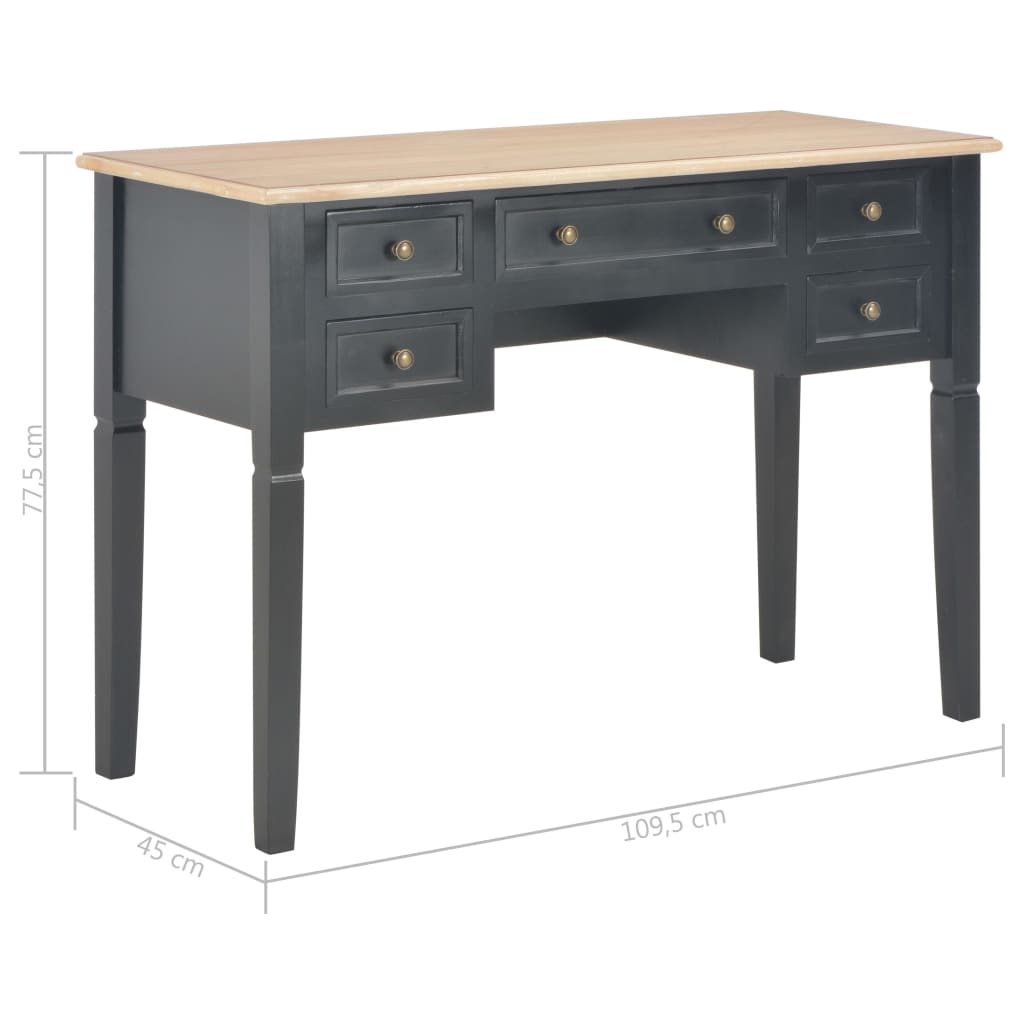 Rašomasis stalas, juodos spalvos, 109,5x45x77,5cm, mediena