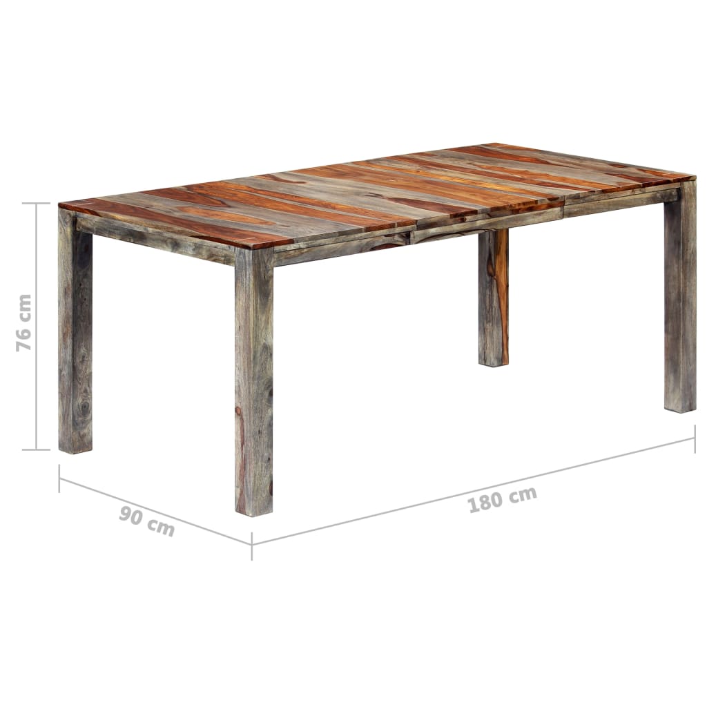 Valgomojo stalas, pilkas, 180x90x76cm, rausv. dalb. med. mas.