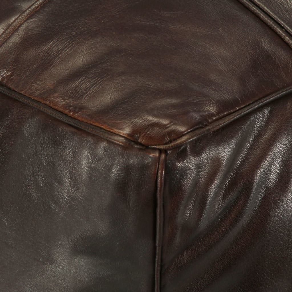 Pufas, tamsiai rudos spalvos, 60x60x30 cm, tikra ožkos oda