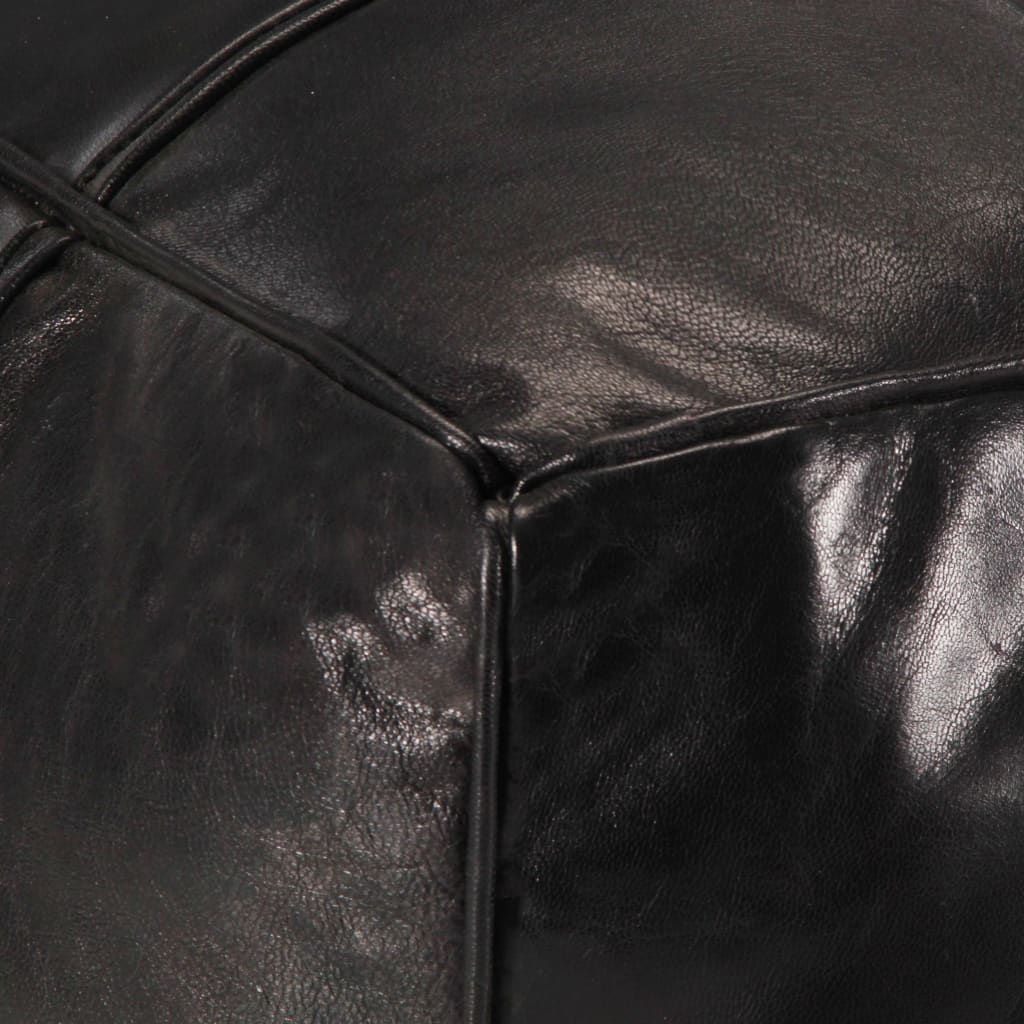 Pufas, juodos spalvos, 60x60x30 cm, tikra ožkos oda