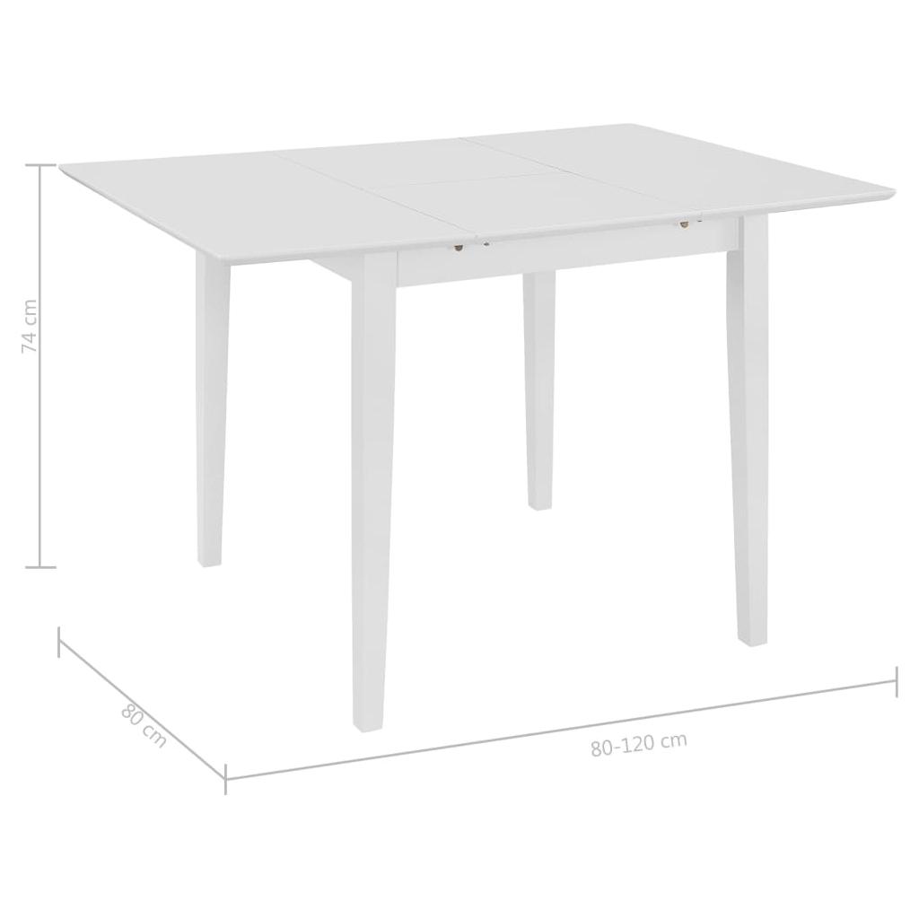 Išskleidž. valg. stalas, baltas, (80x120)x80x74 cm, MDF