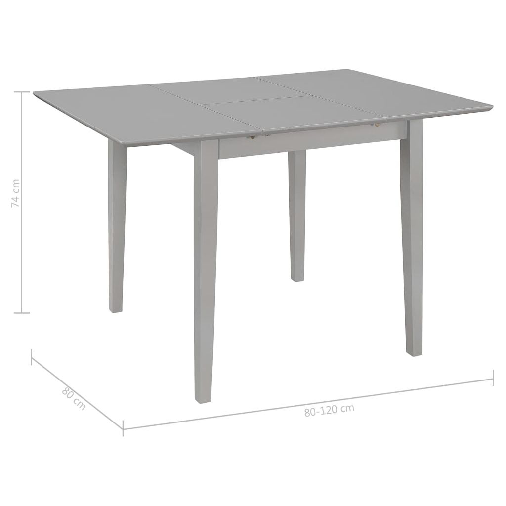Išskleidž. valg. stalas, pilkas, (80x120)x80x74 cm, MDF