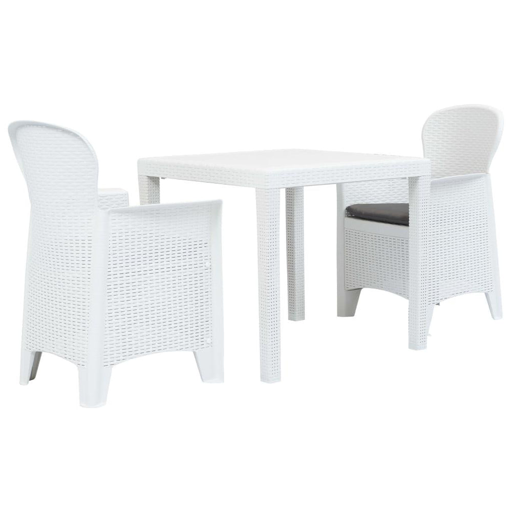 Bistro baldų komplektas, 3d., baltos sp., ratano imitacija