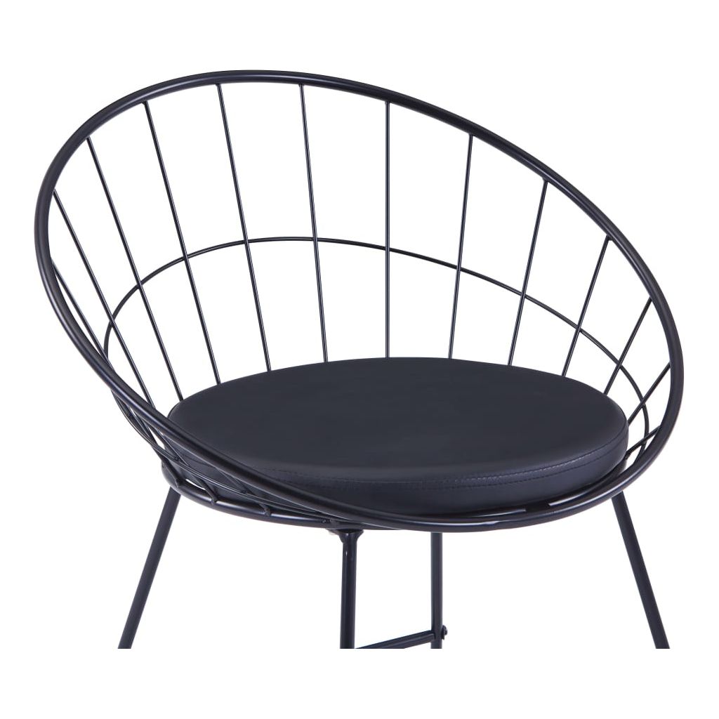 Baro kėdės, 2vnt., juodos, plienas ir dirbtinė oda