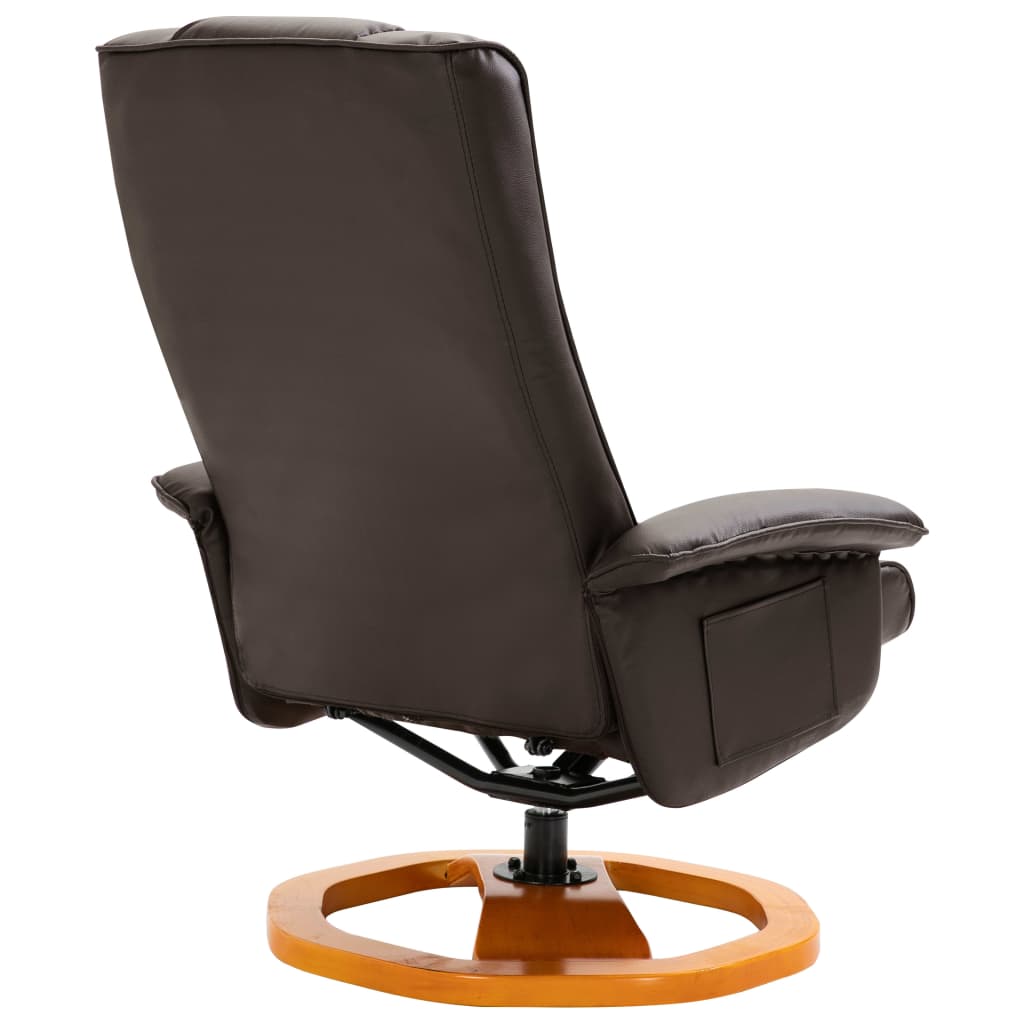 TV krėslas su pakoja, rudos spalvos, dirbtinė oda, pasukamas