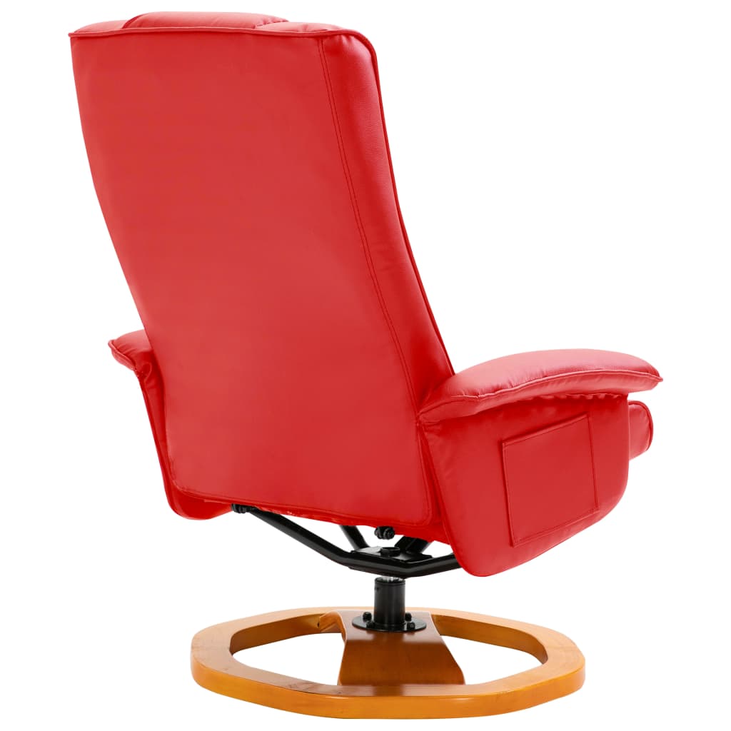 TV krėslas su pakoja, raudonos spalvos, dirbtinė oda, pasukamas