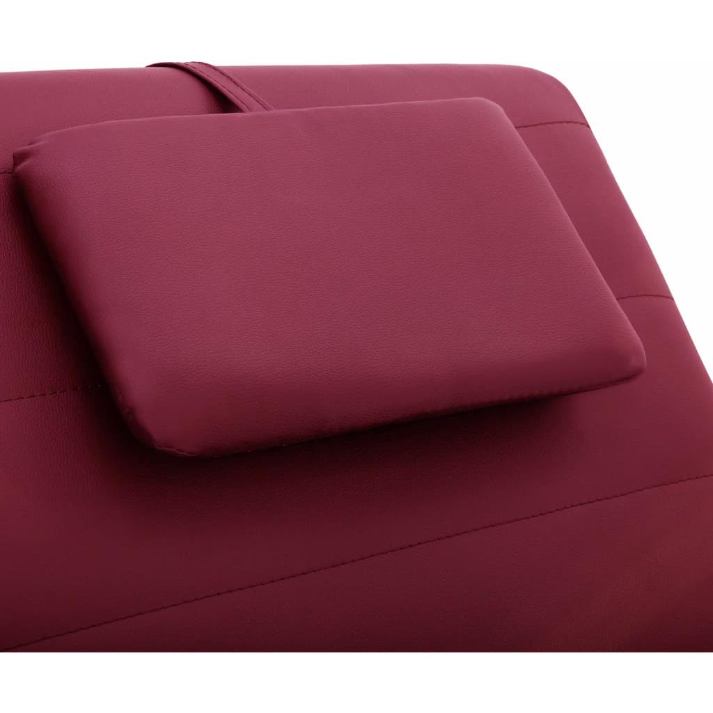 Masažo gultas su pagalve, raudonojo vyno spalvos, dirbtinė oda