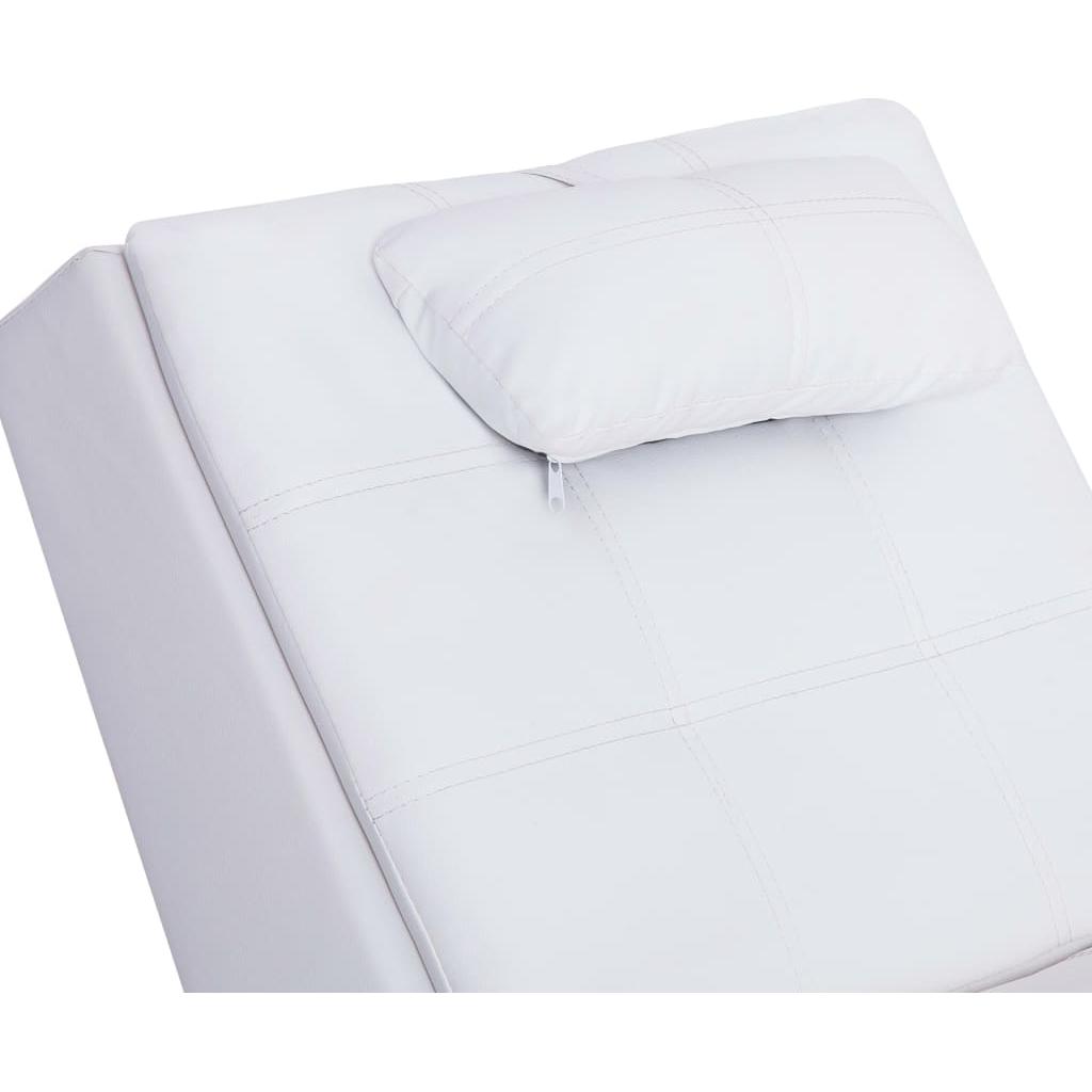 Masažinis gultas su pagalve, baltas, dirbtinė oda