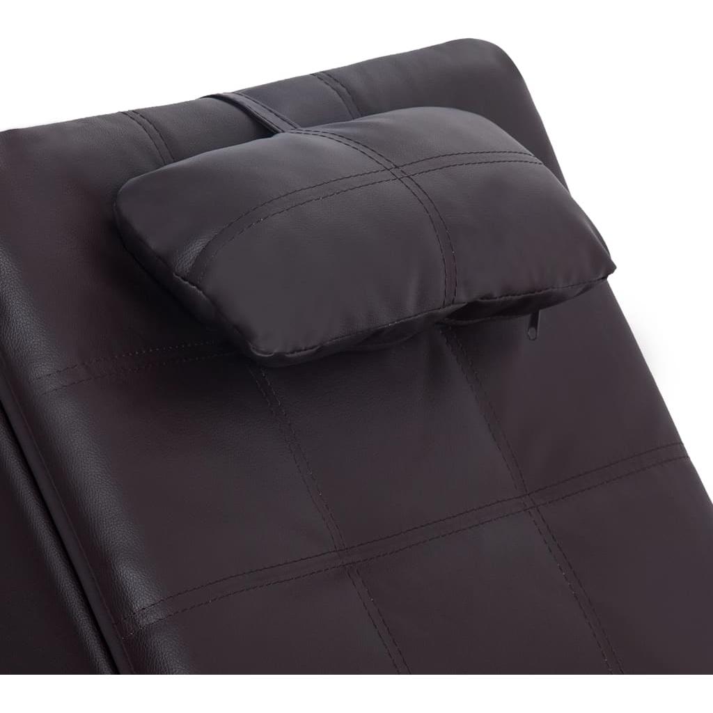 Masažinis gultas su pagalve, rudas, dirbtinė oda