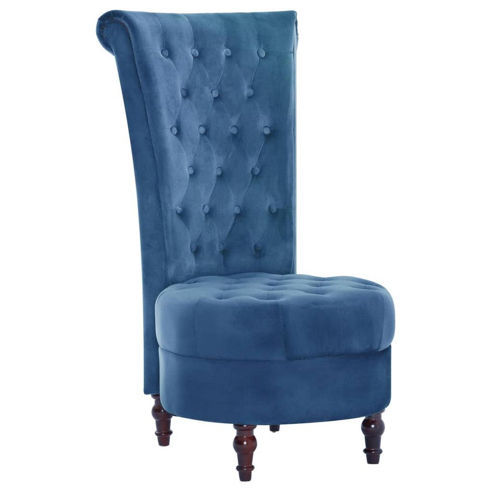 Kėdė su aukštu atlošu, mėlyna, aksomas