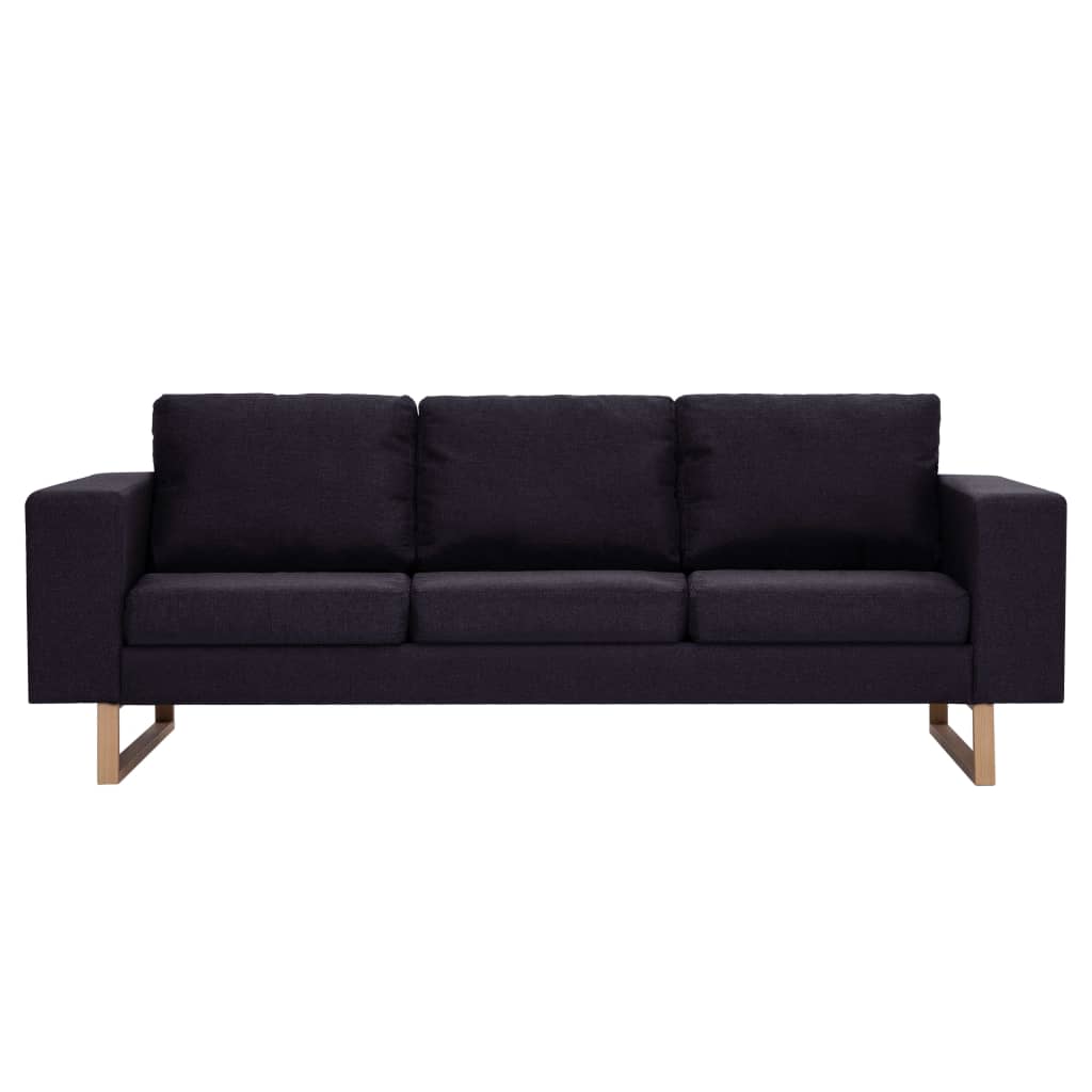 Trivietė sofa, juoda, audinys