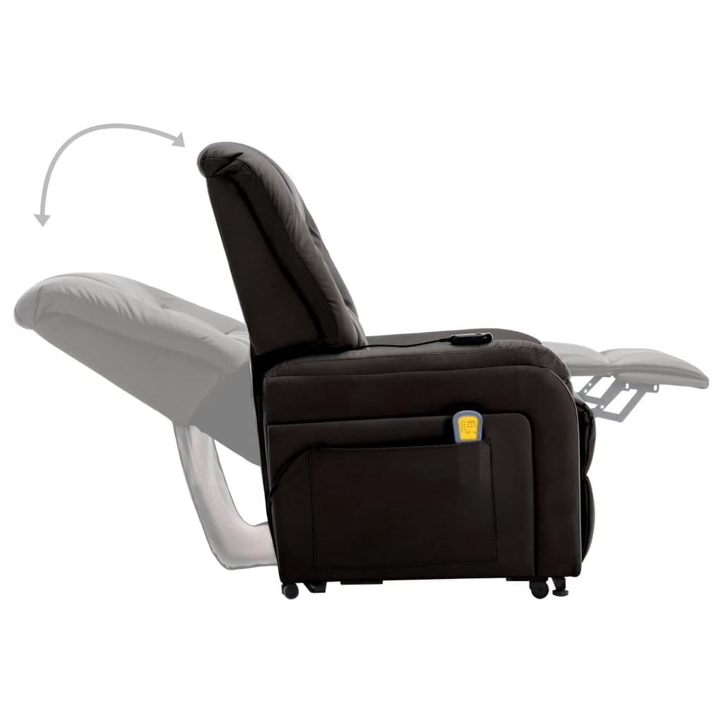 Elektrinis atlošiamas masažinis TV krėslas, rudas, dirbtinė oda