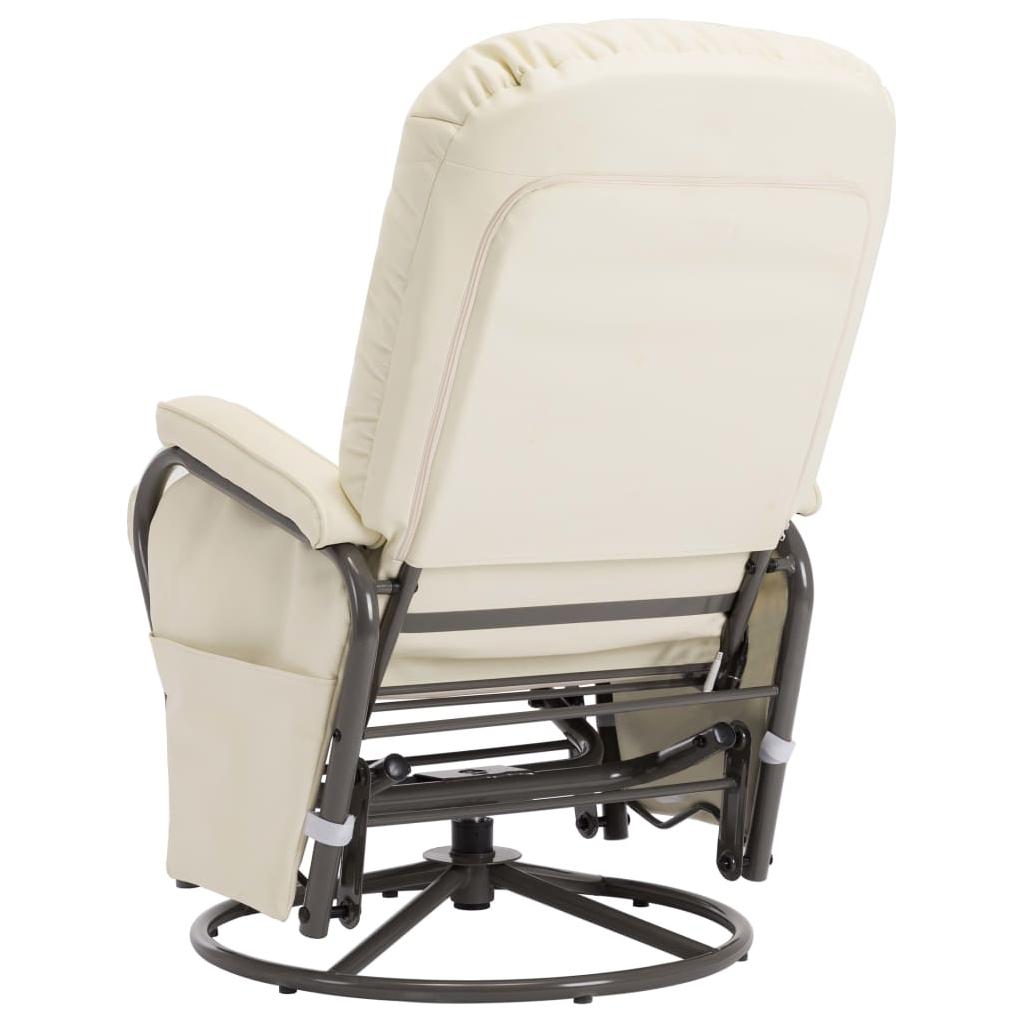Atlošiamas krėslas su pakoja, kreminės spalvos, dirbtinė oda