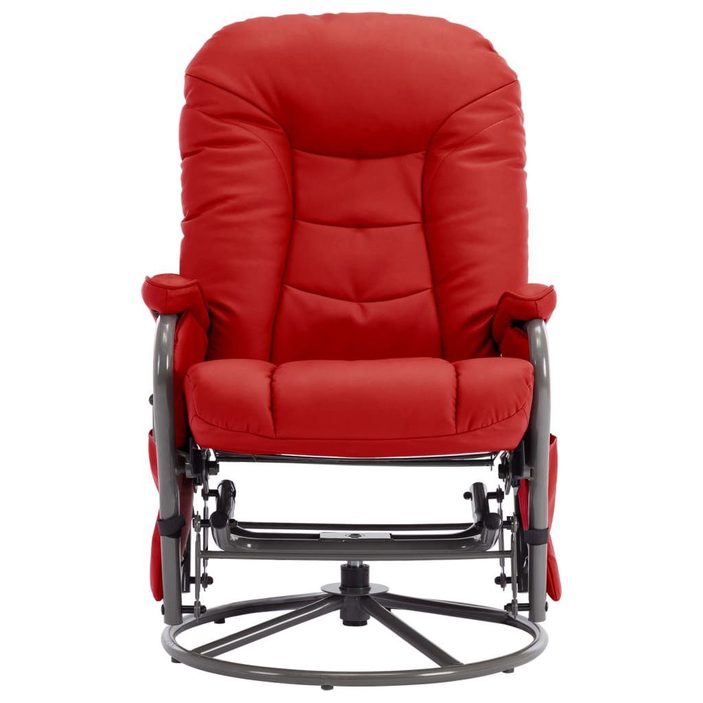 Atlošiamas krėslas su pakoja, raudonos spalvos, dirbtinė oda