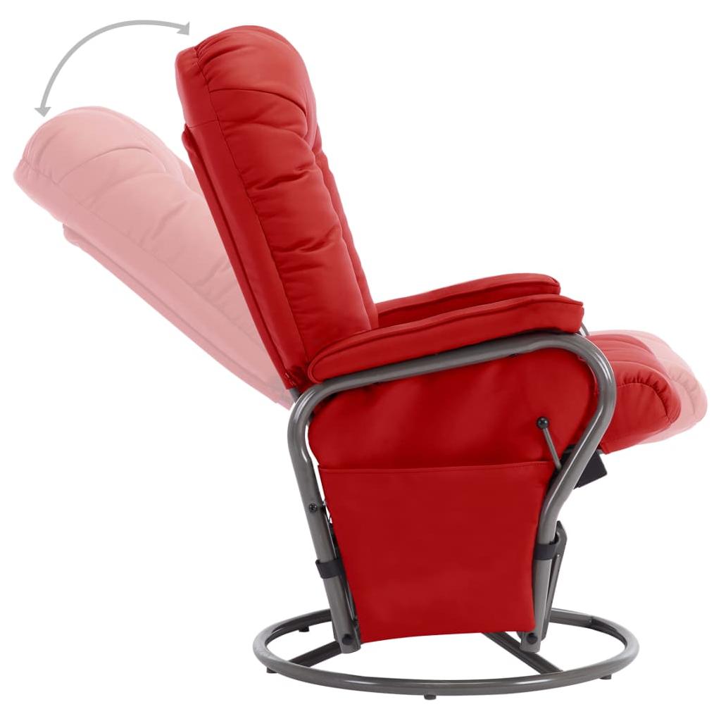 Atlošiamas krėslas su pakoja, raudonos spalvos, dirbtinė oda