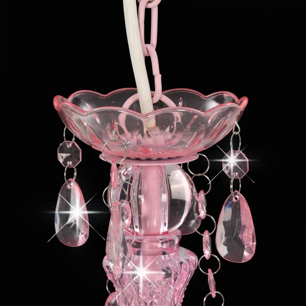Sietynas su karoliukais, rožinės sp., 3 x E14 lemp., apvalus