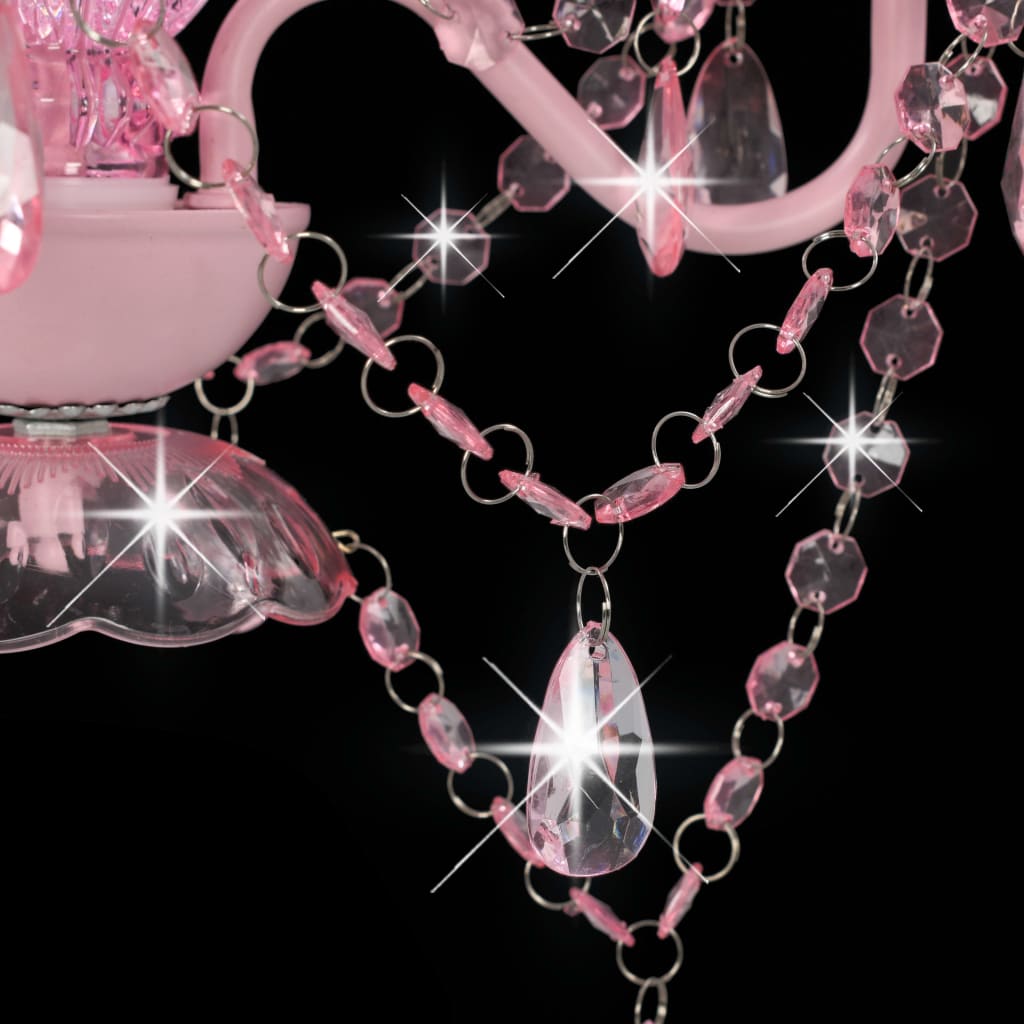 Sietynas su karoliukais, rožinės sp., 3 x E14 lemp., apvalus