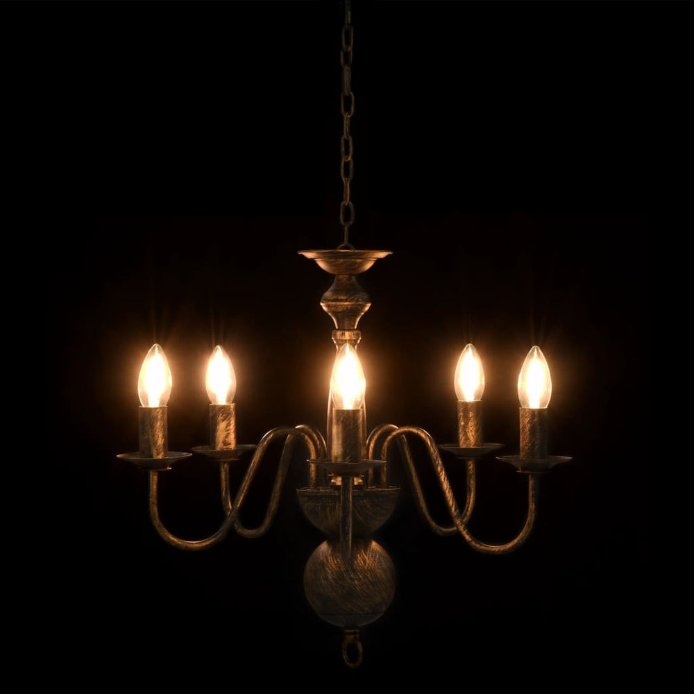 Sietynas, juodos spalvos, 5 x E14 lemputės, senovinio stiliaus