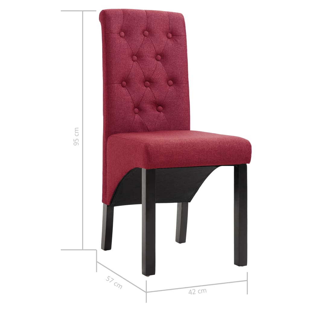Valgomojo kėdės, 2vnt., raudonojo vyno spalvos, audinys