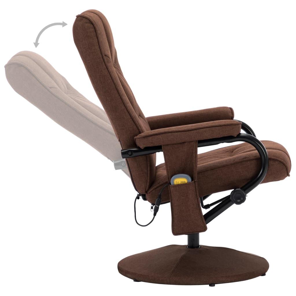 Atlošiamas masažinis krėslas su pakoja, rudas, audinys