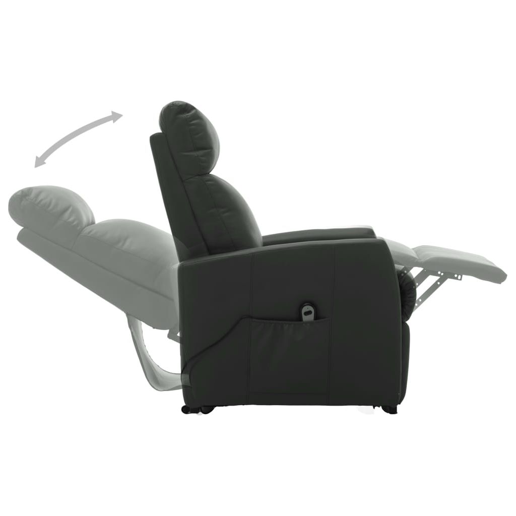 Elektrinis atlošiamas TV krėslas, pilkos spalvos, dirbtinė oda