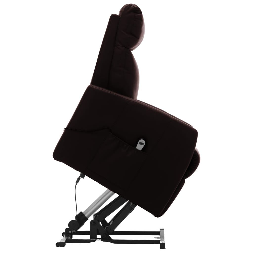 Elektrinis atlošiamas TV krėslas, rudos spalvos, dirbtinė oda