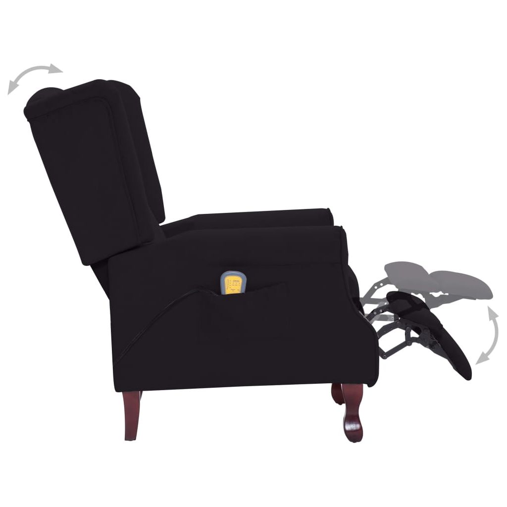 Elektrinis atlošiamas masažinis krėslas, juodos sp., audinys