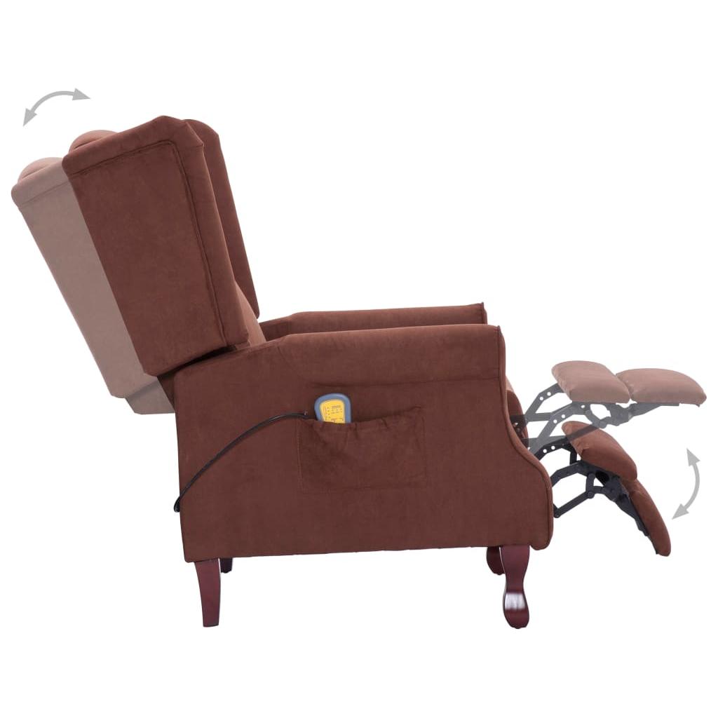 Elektrinis atlošiamas masažinis krėslas, rudos sp., audinys