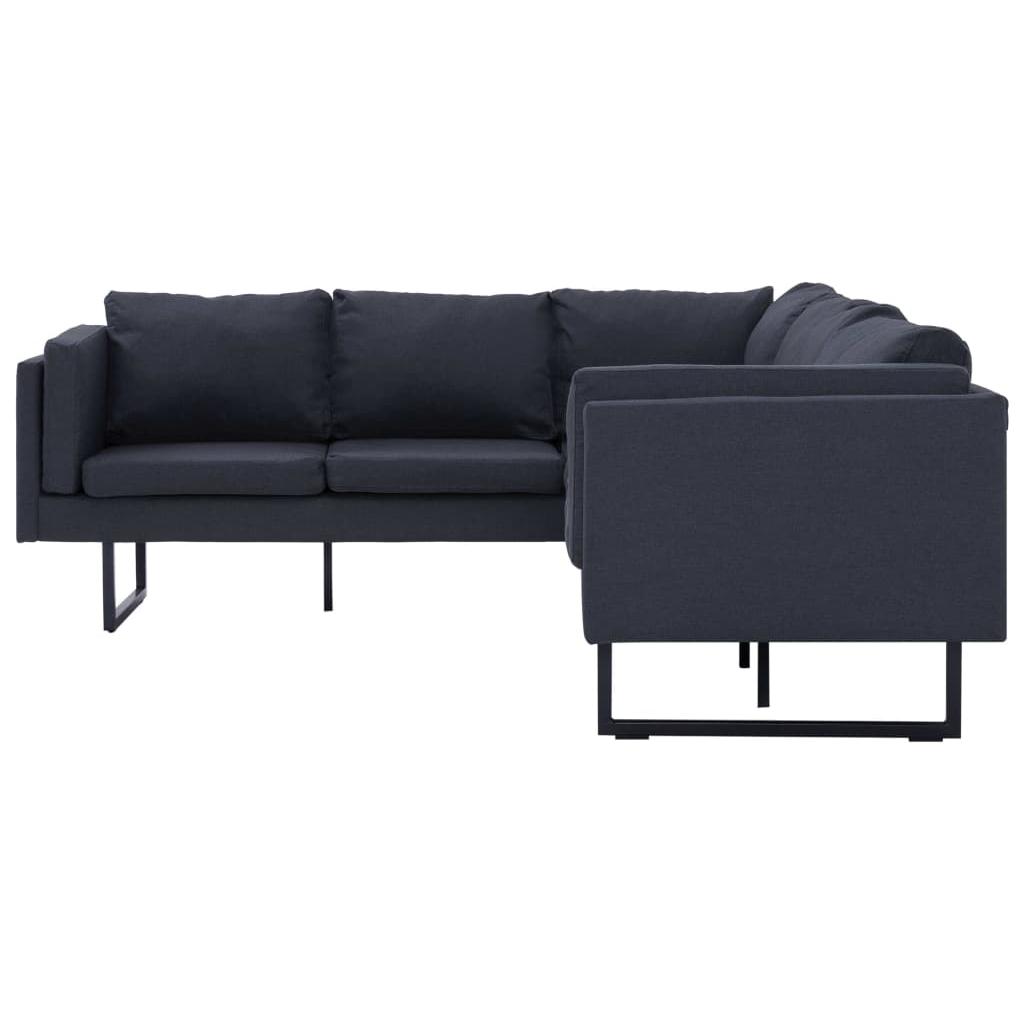 Kampinė sofa, tamsiai pilkos spalvos, audinys