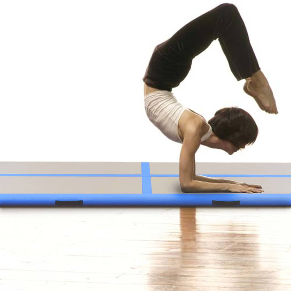 Pripučiamas gimnastikos kilimėlis su pompa, PVC, mėlynas