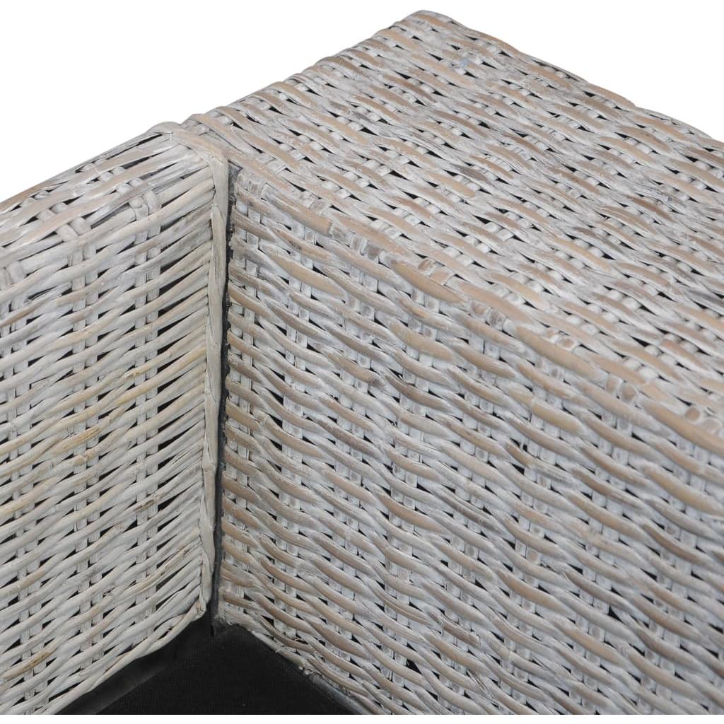 Dvivietė sofa su pagalvėlėmis, pilkos spalvos, natūr. ratanas
