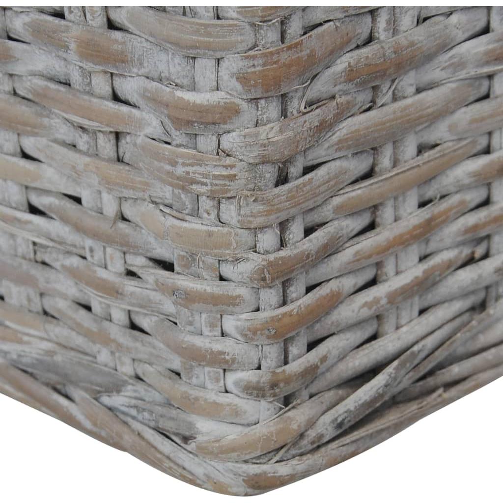 Dvivietė sofa su pagalvėlėmis, pilkos spalvos, natūr. ratanas