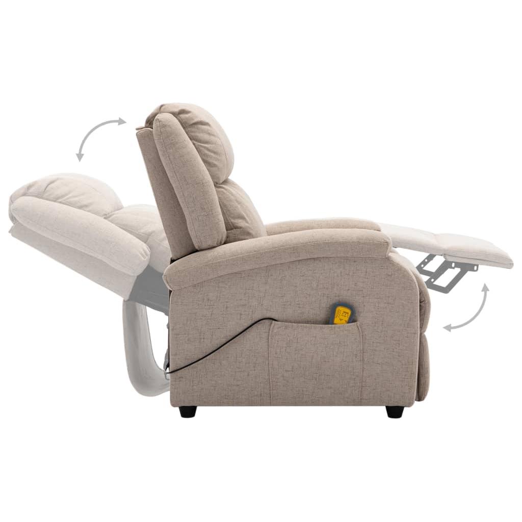 Elektrinis atlošiamas masažinis krėslas, krem. sp., audinys