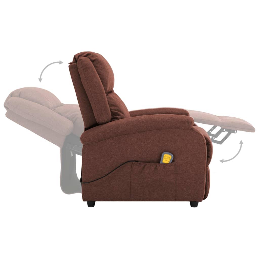 Elektrinis atlošiamas masažinis krėslas, rudos sp., audinys