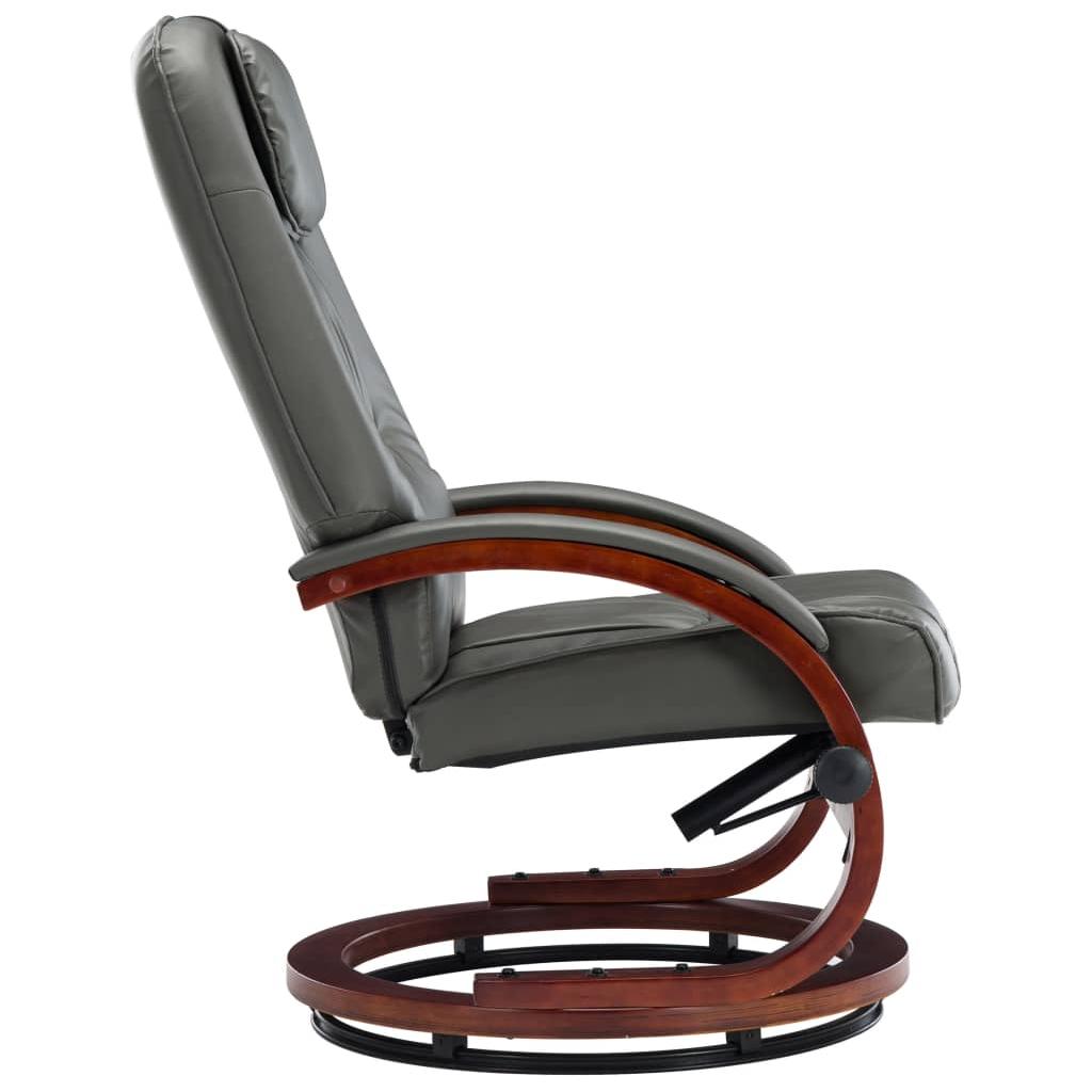 Atlošiamas krėslas su pakoja, pilkos spalvos, dirbtinė oda