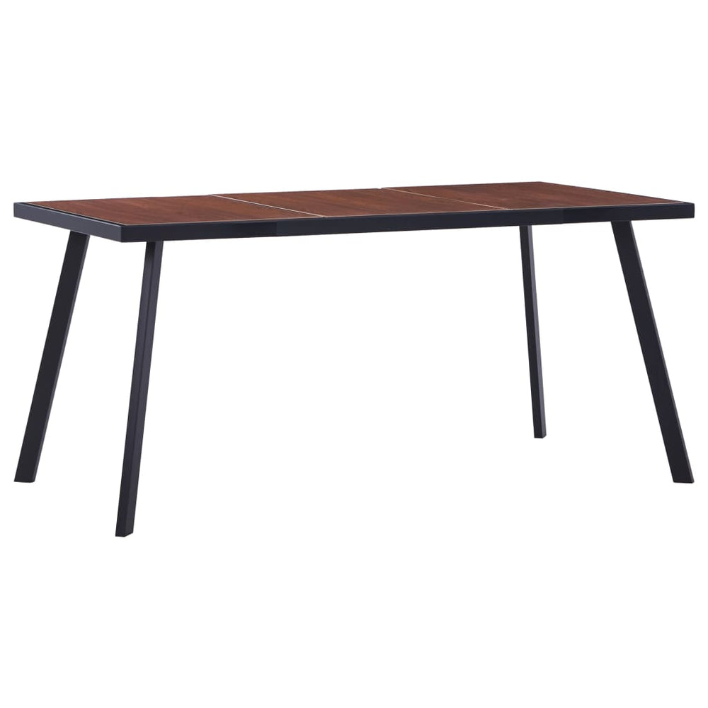 Valgomojo stalas, tamsios medienos ir juodas, 160x80x75cm, MDF