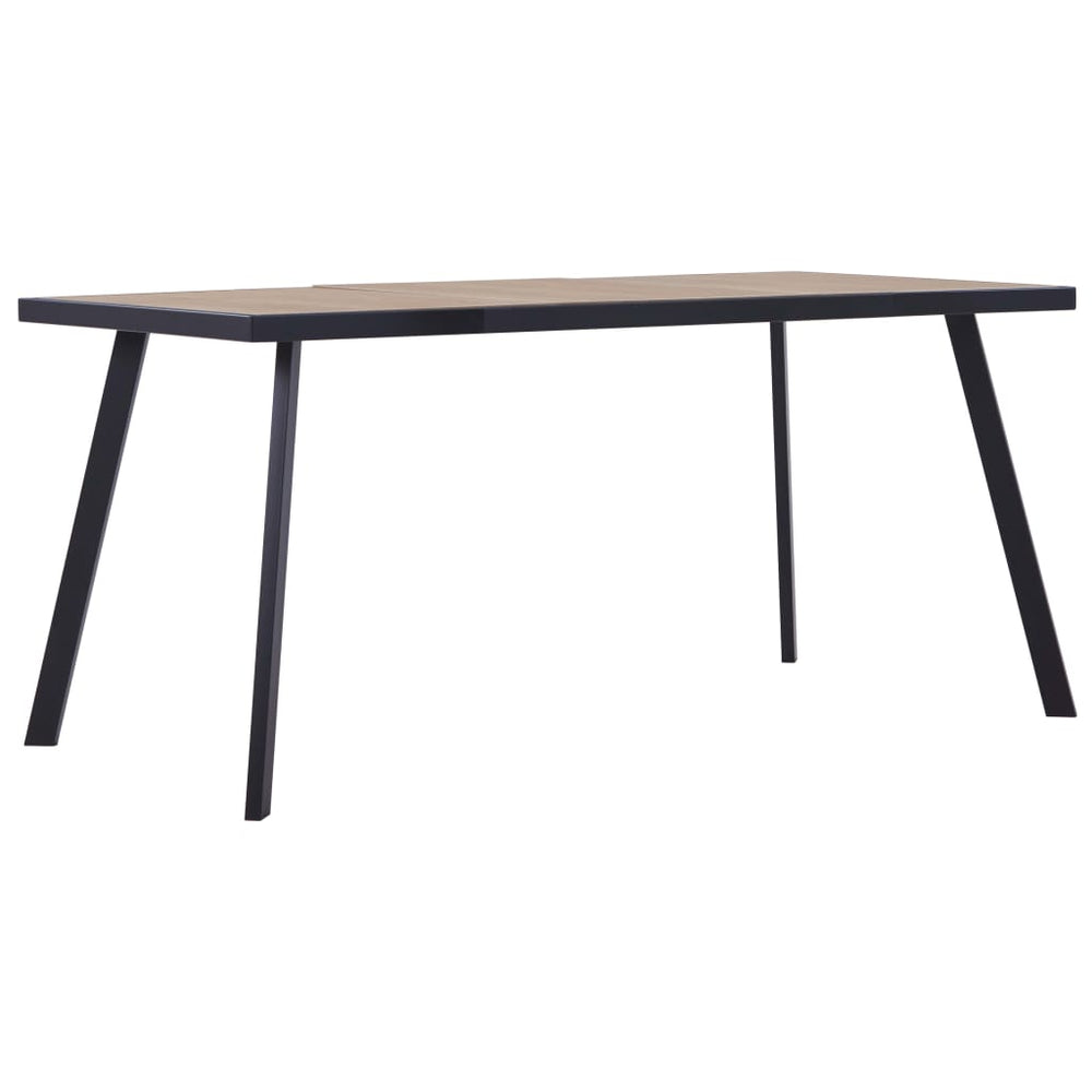 Valgomojo stalas, šviesios medienos ir juodas, 160x80x75cm, MDF