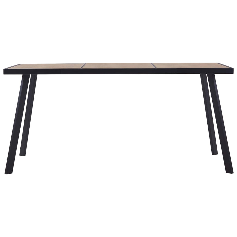 Valgomojo stalas, šviesios medienos ir juodas, 160x80x75cm, MDF