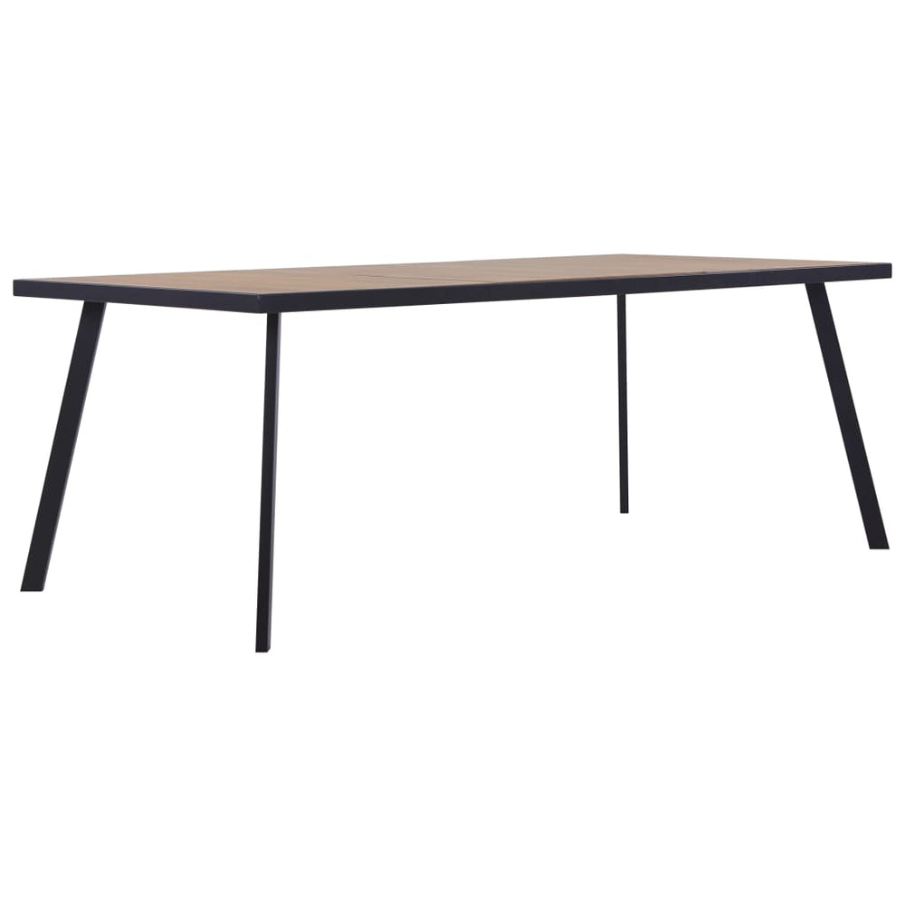 Valgomojo stalas, šviesios medienos ir juodas, 180x90x75cm, MDF